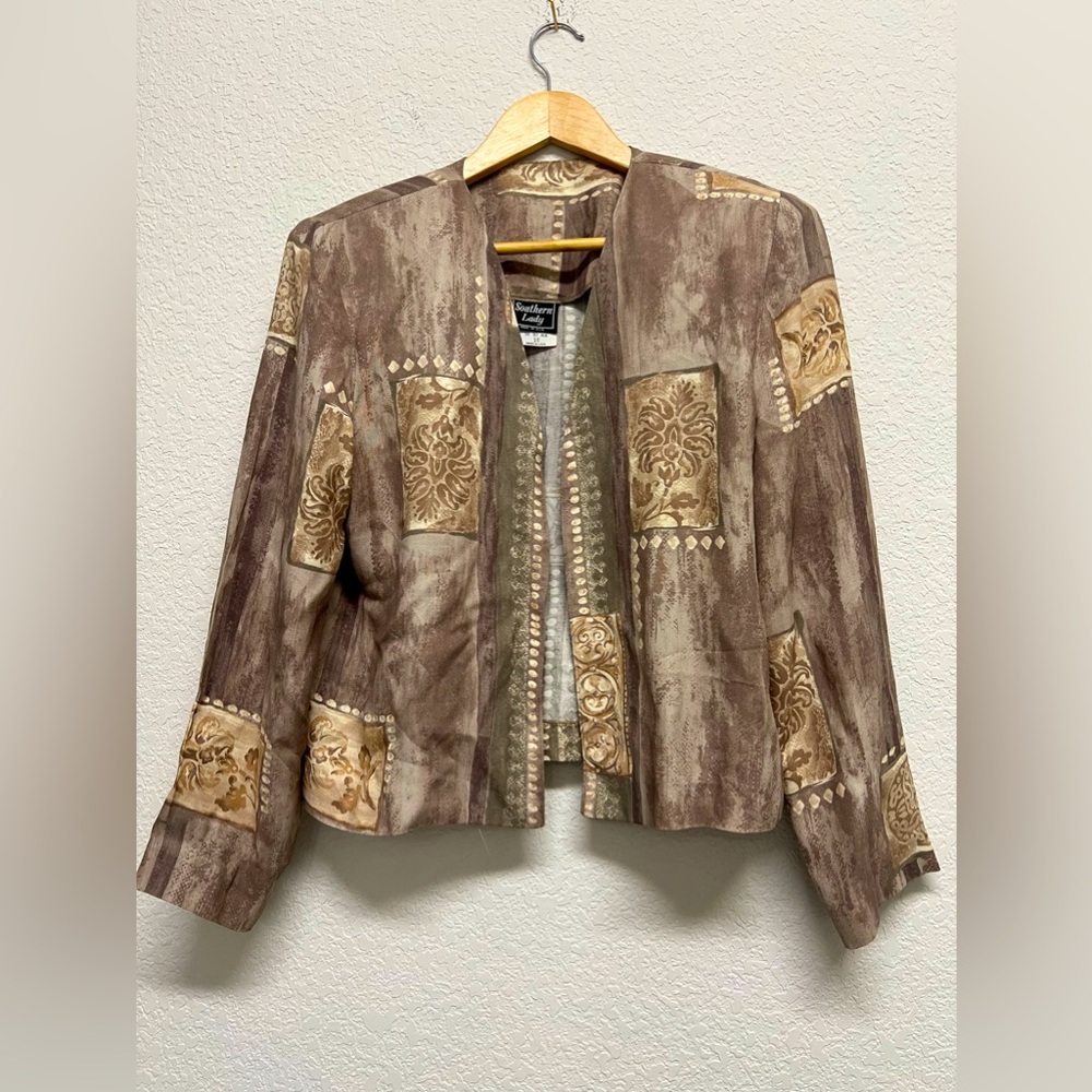 Southern Lady Size 10 Jacket Vintage Tan Neutral